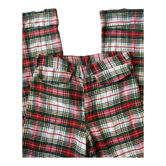 Vintage Handmade Red, Green Plaid high rise wide leg cuffed pants size medium - Picture 13 of 16